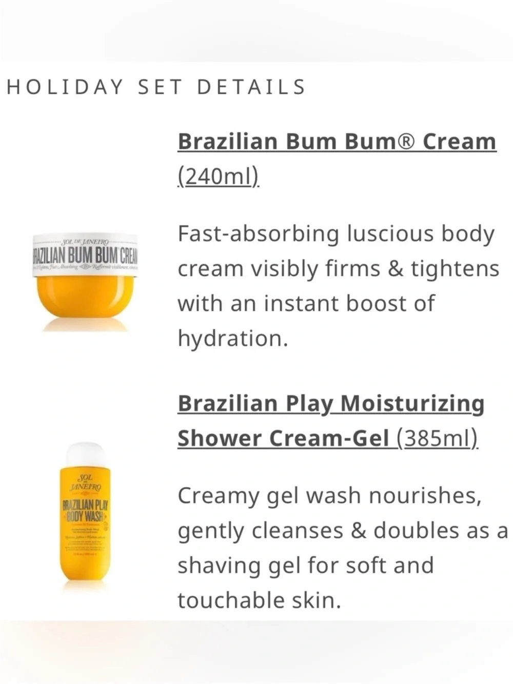 Sol de Janeiro Brazilian Bum Bum Cream & Body Wash Set - NIB